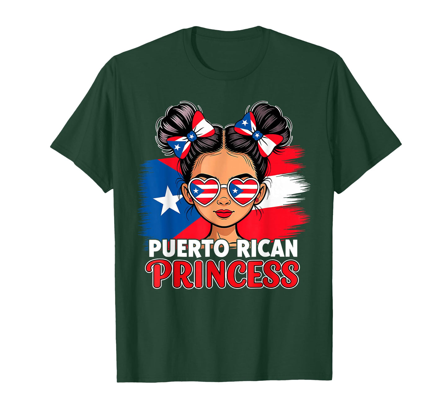 Puerto Rican Princess Girl Flag Hispanic Heritage Month Kids T-Shirt