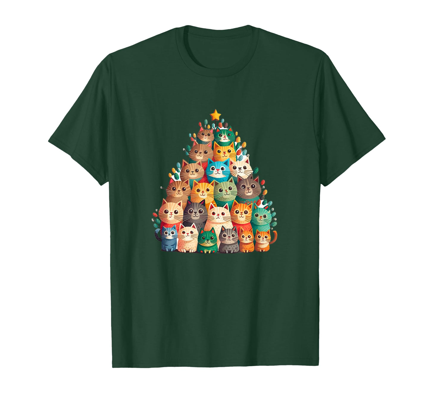 Cat Christmas Tree Funny Cats, Cute Kittens Christmas Tree T-Shirt