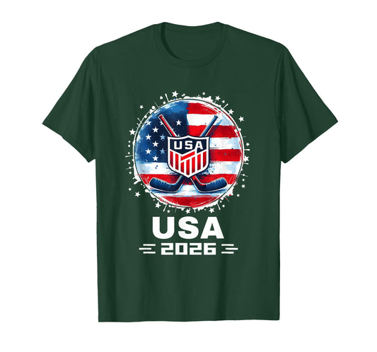Hockey USA Go USA Team Tshirt USA Flag 2026 Hockey T-Shirt