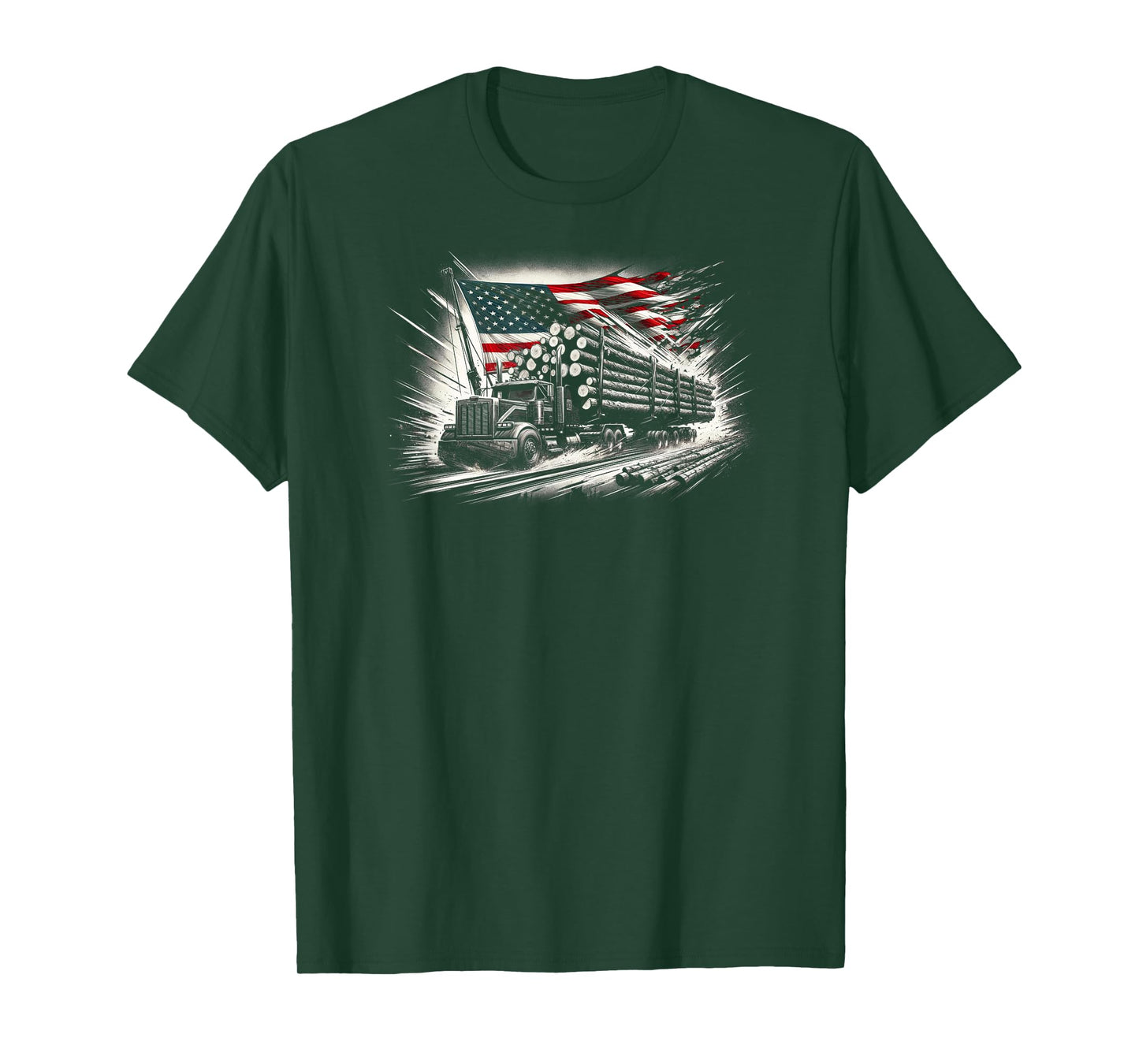 Vintage Logger with American Flag Logging/Carpenter T-Shirt