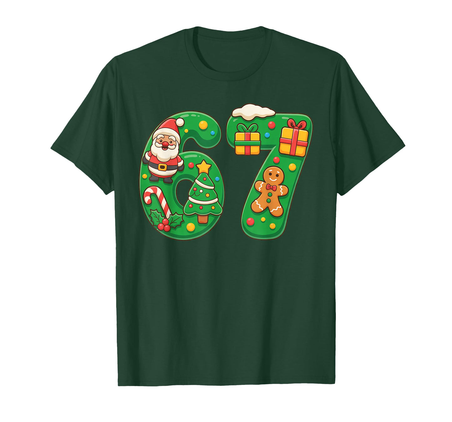 Christmas 67 Santa Tree Gingerbread Funny 67 Trendy T-Shirt