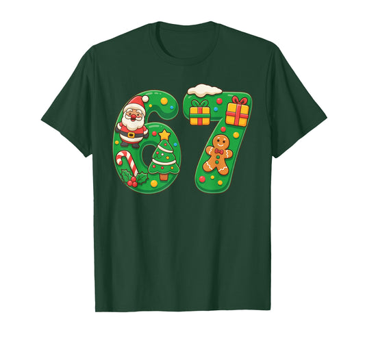 Christmas 67 Santa Tree Gingerbread Funny 67 Trendy T-Shirt