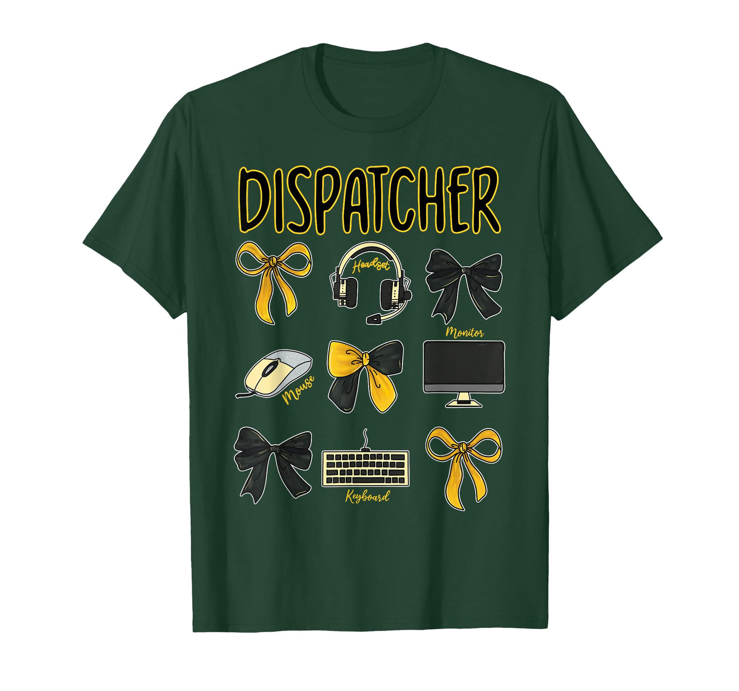 Coquette Bow 911 Dispatcher Dispatch Police Dispatch US Flag T-Shirt