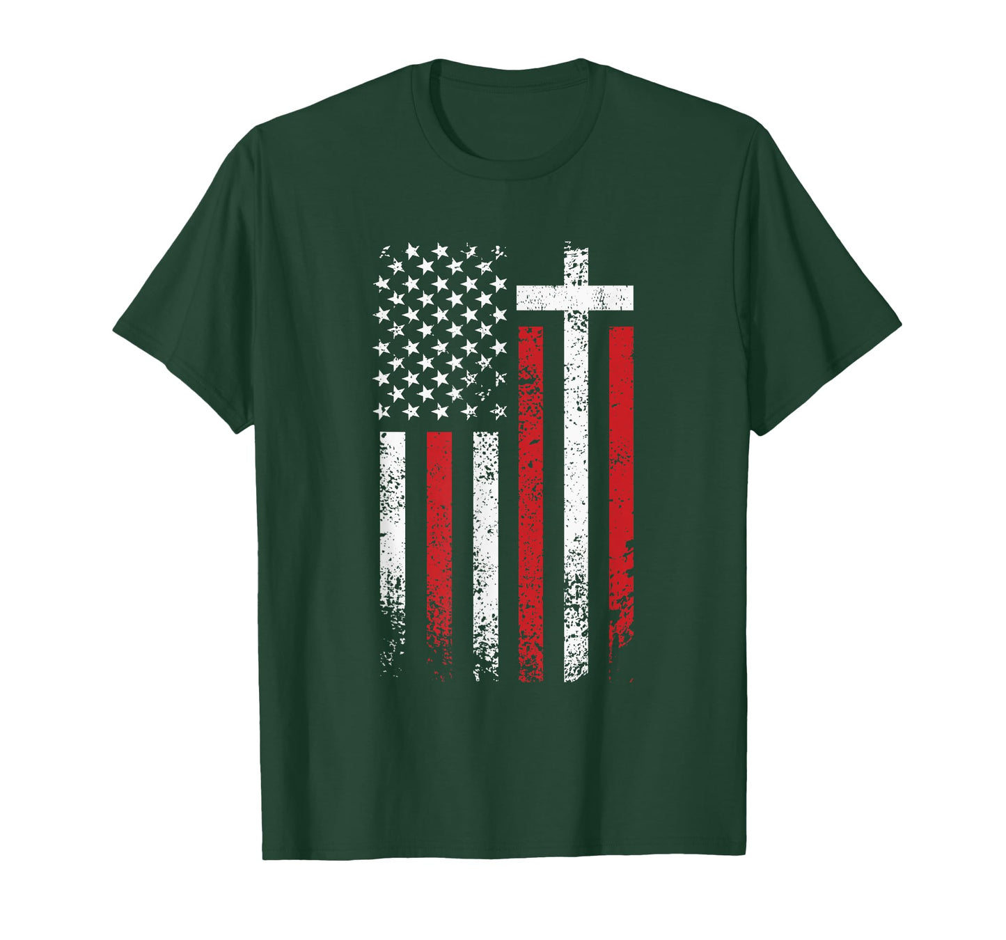 American Flag Cross Christmas Patriotic Religious Christian T-Shirt