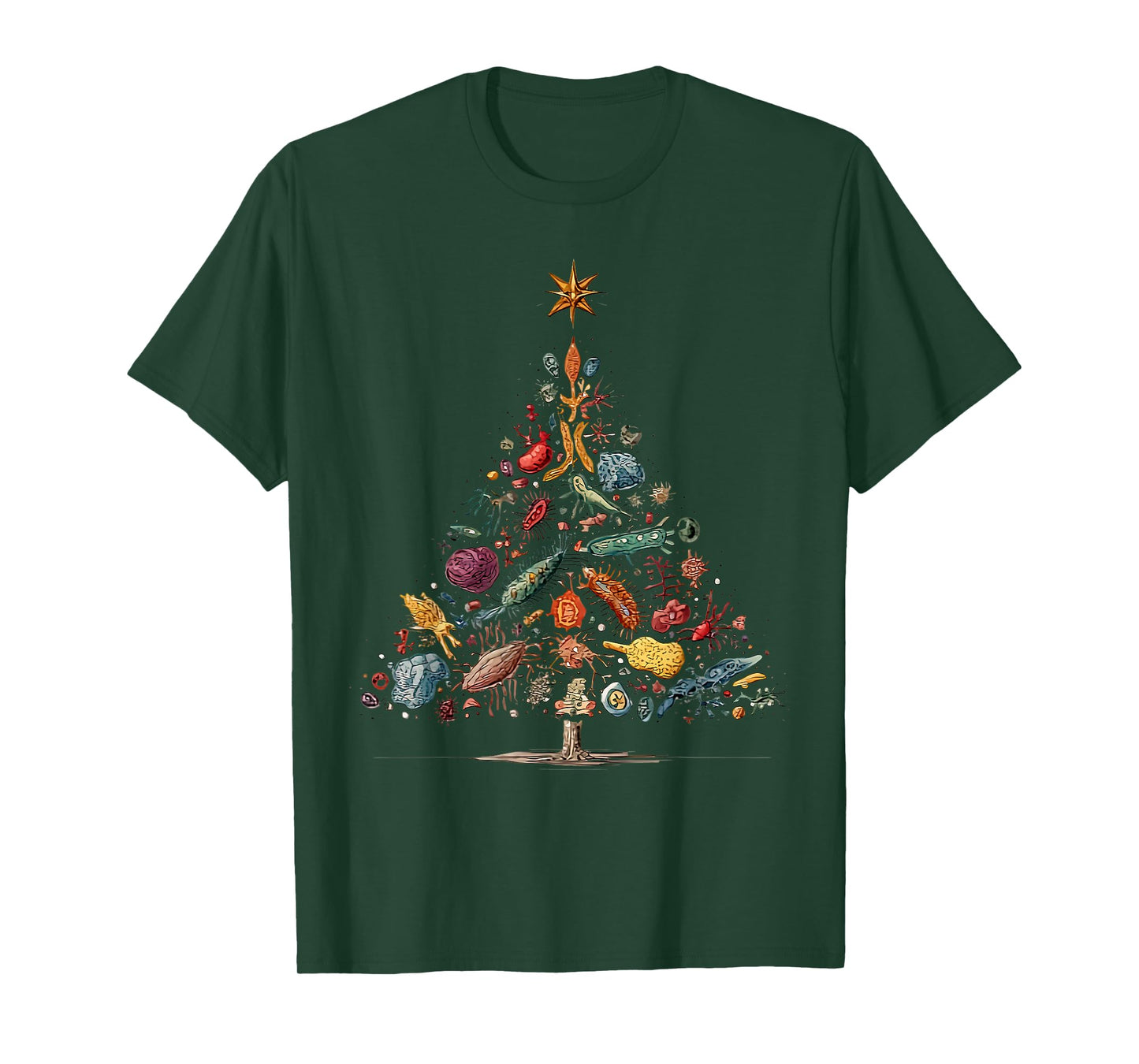 Biology Bacteria Christmas Tree Scientist Science Teacher T-Shirt