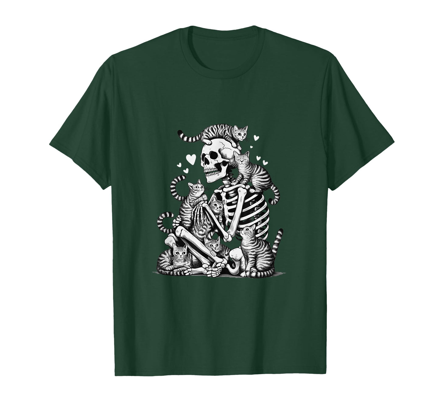 Skeleton Cat Skull Kitty Cute Halloween Men Women Kids Goth T-Shirt