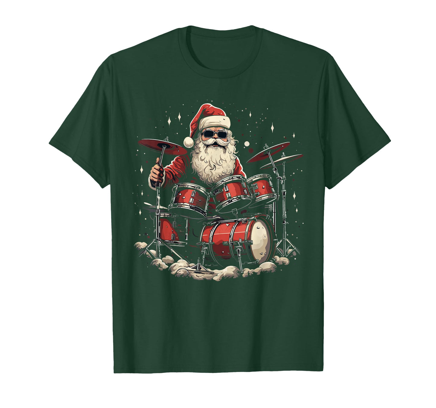 Rockstar Santa playing drums, Rock N Roll Christmas funny T-Shirt