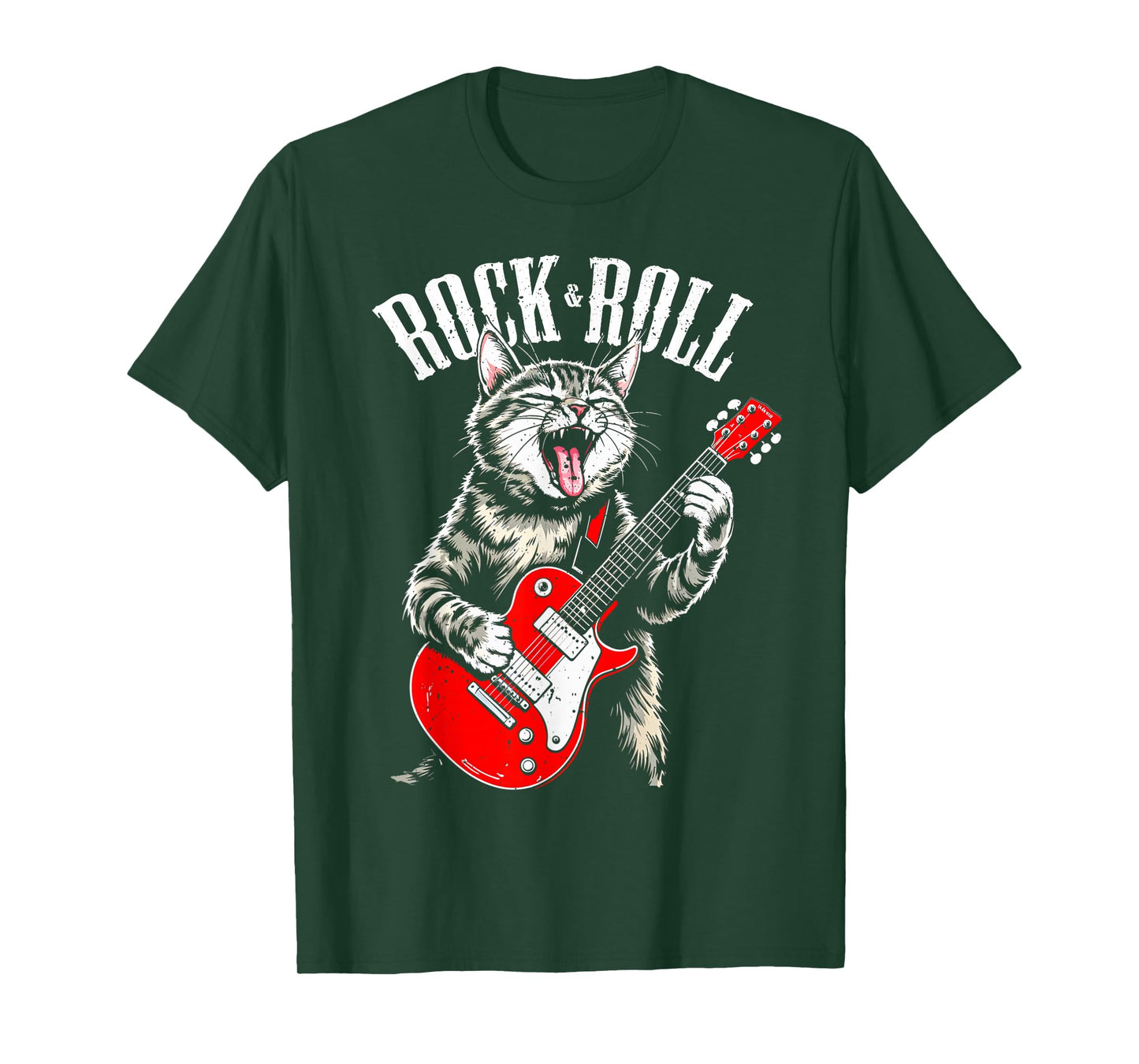 Rock & Roll Guitar Cat Vintage ROCK Guitarist Kitty T-Shirt