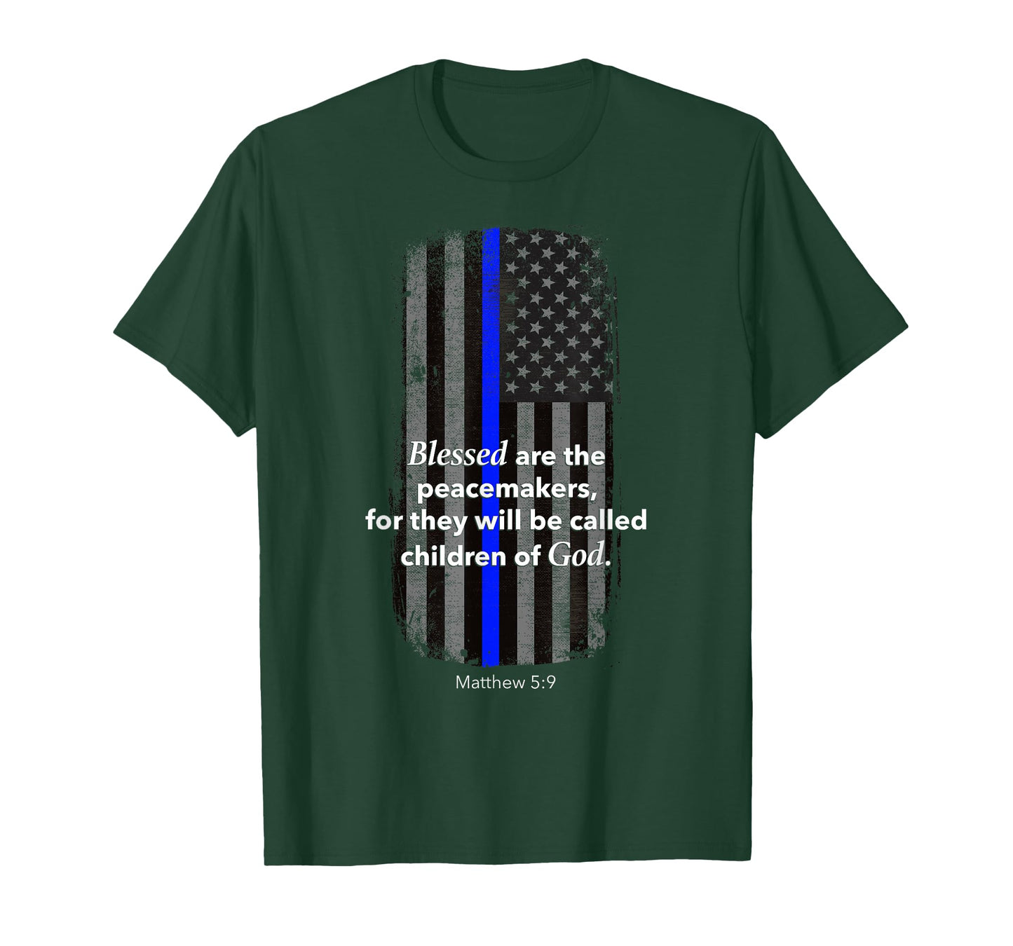Thin Blue Line Policeman Bible Verse American Flag T-Shirt T-Shirt