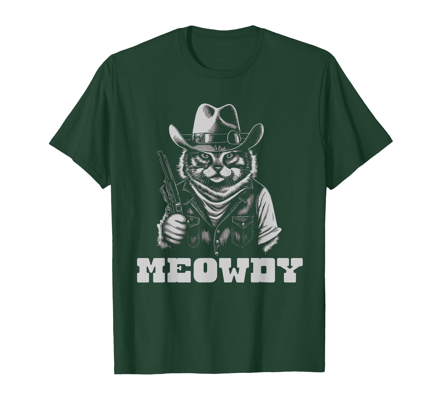 Meowdy Outlaw Funny Country Music Cat Cowboy Hat Vintage T-Shirt