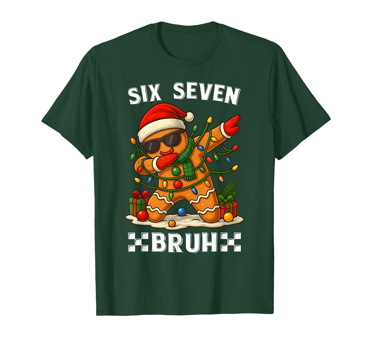 67 Six Seven Bruh Funny Christmas Dabbing Gingerbread Meme T-Shirt