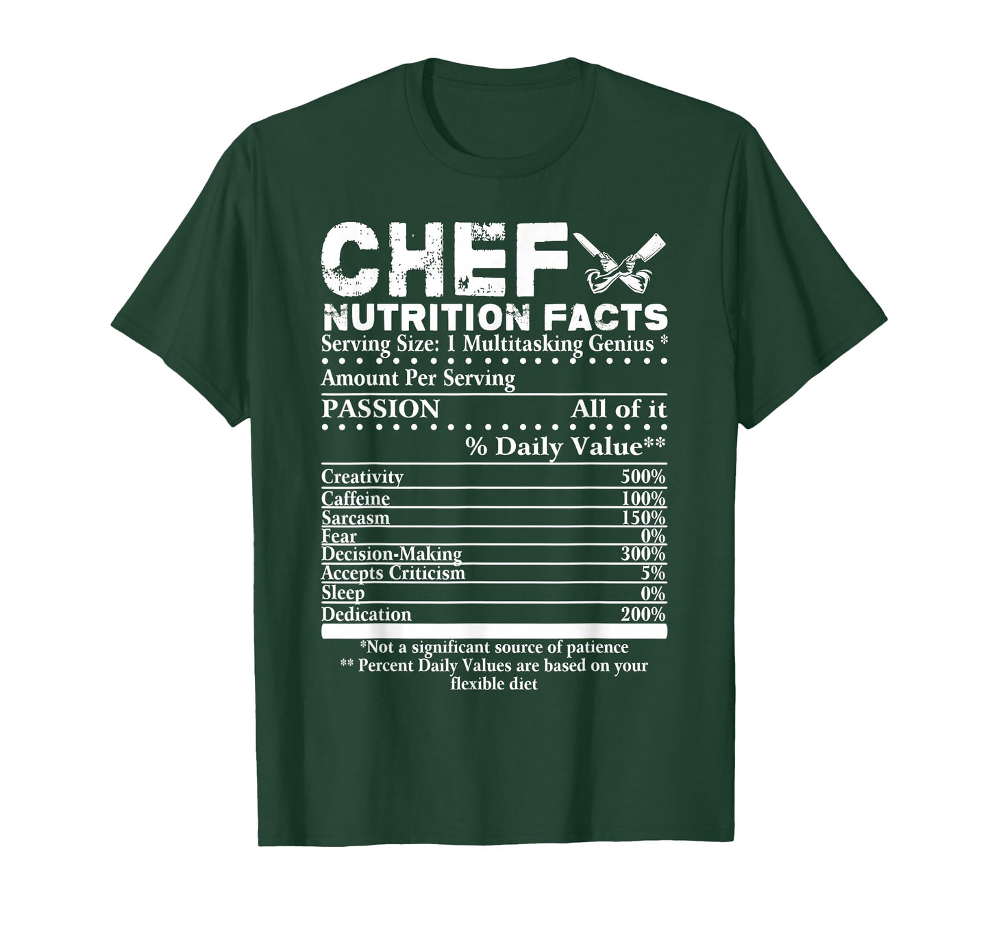 Chef Nutrition Facts T-Shirt Cool Chef Tee Gift for Chefs T-Shirt