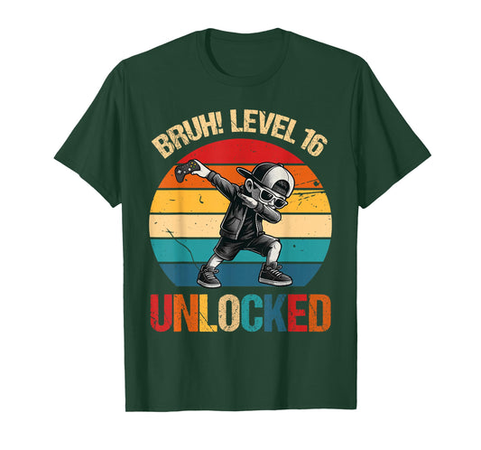 16 Years Old Dabbing Boy Bruh 16th Level Unlocked Birthday T-Shirt