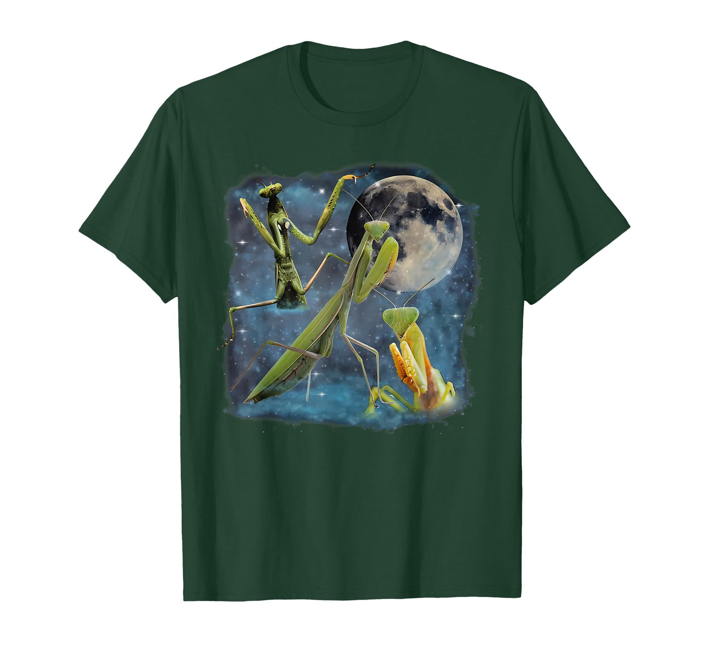 3 Praying Mantis Howling The Moon Entomologist Insect Lover T-Shirt