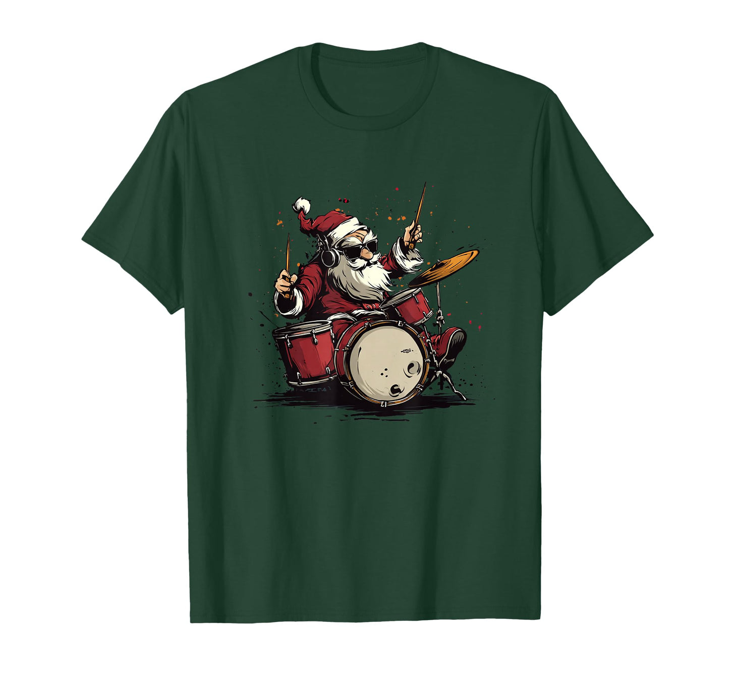 Rock'n Roll Santa Claus Costume for Drums Lovers T-Shirt