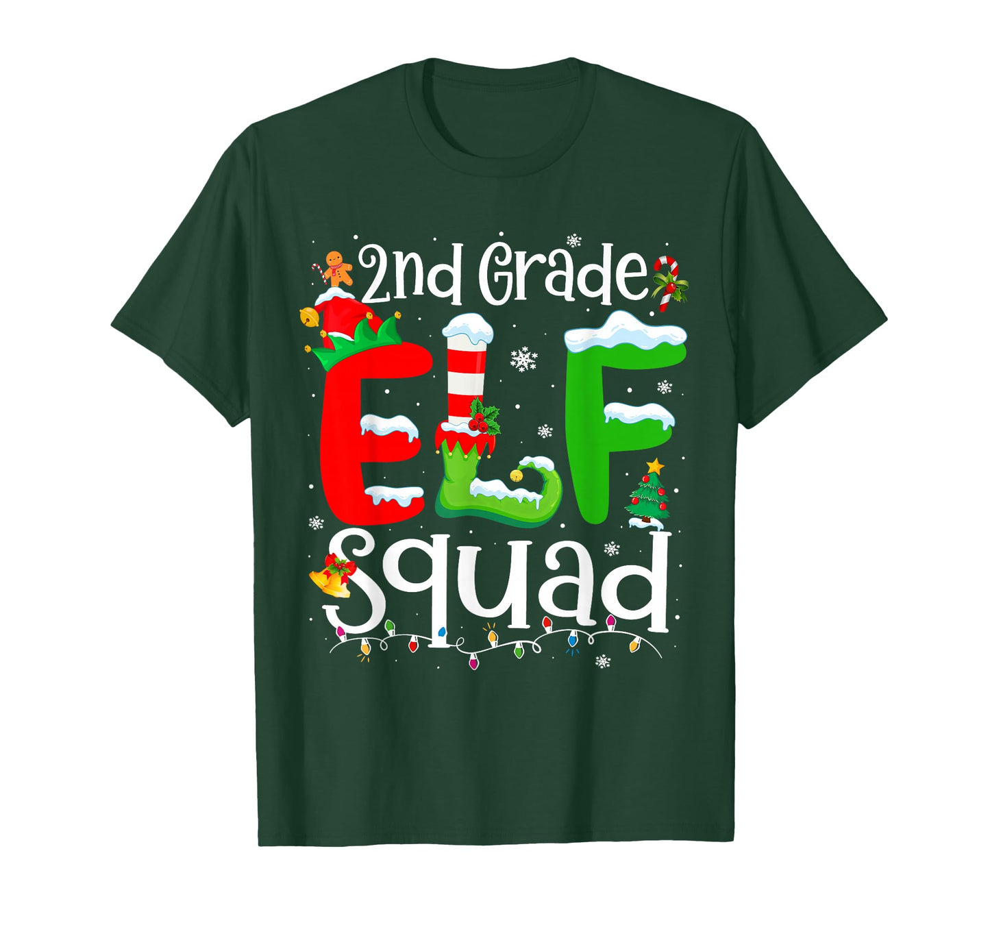 2nd Grade Elf Squad Funny Teacher Christmas Students T-Shirt