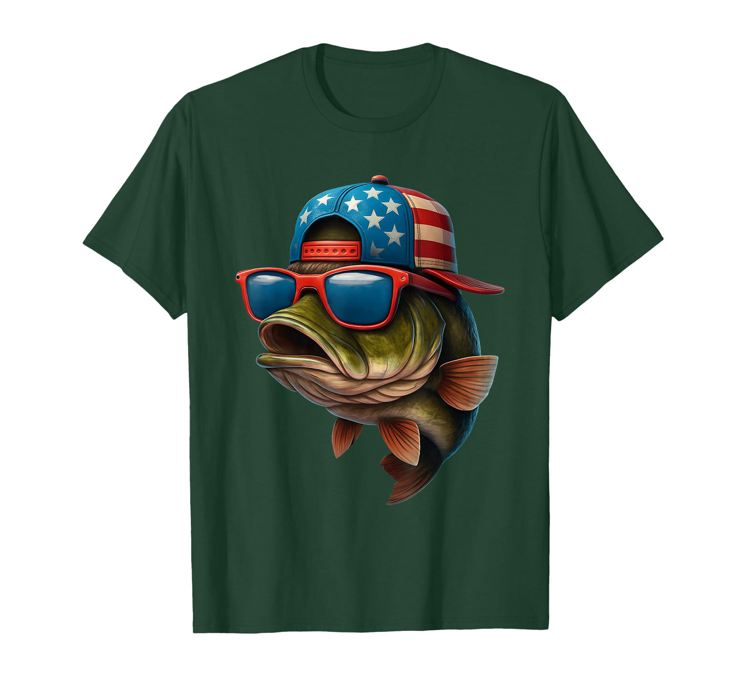 Funny USA Patriotic Fishing Fisherman American Flag Fish T-Shirt