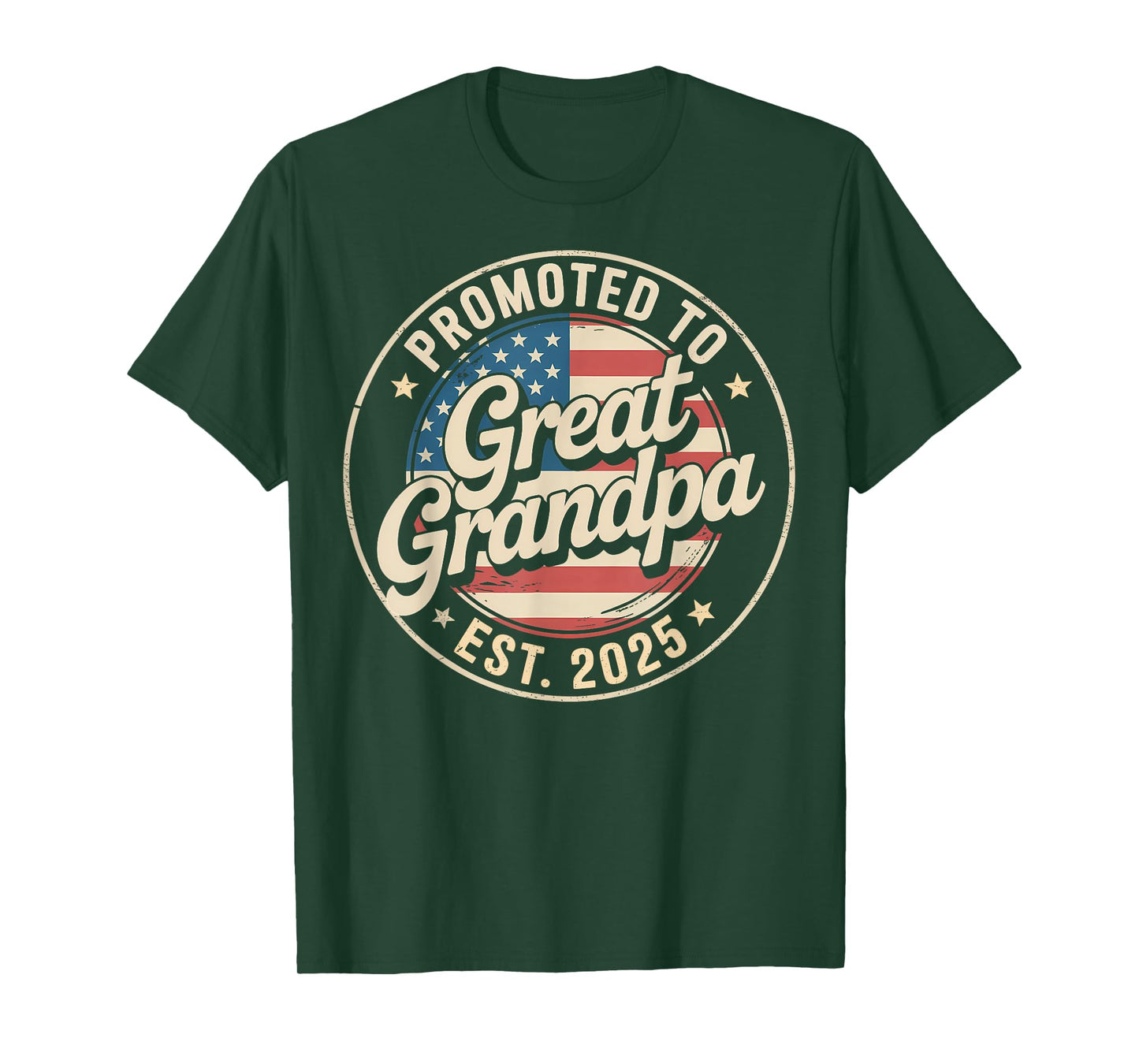 Promoted To Great Grandpa EST. 2025 USA Flag Soon To Grandpa T-Shirt