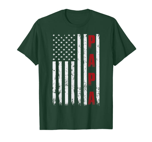 Proud Papa Flag Funny Fathers Day 2026 from Grandchildren T-Shirt