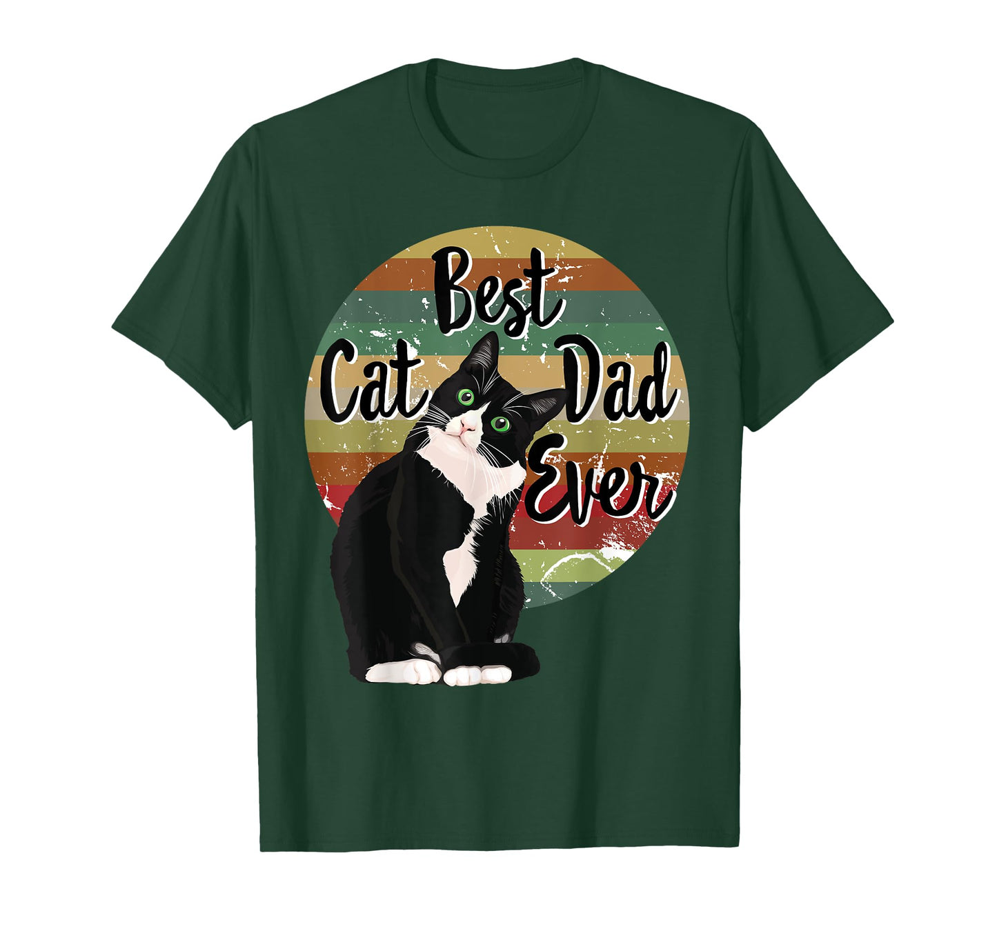 Best Cat Dad Ever Tuxedo Father's Day Gift Funny Retro Shirt T-Shirt for Men Women
