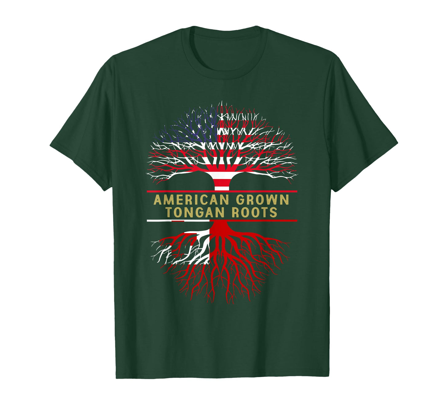 American Grown Tongan Roots America Tonga Tree Flag T-Shirt