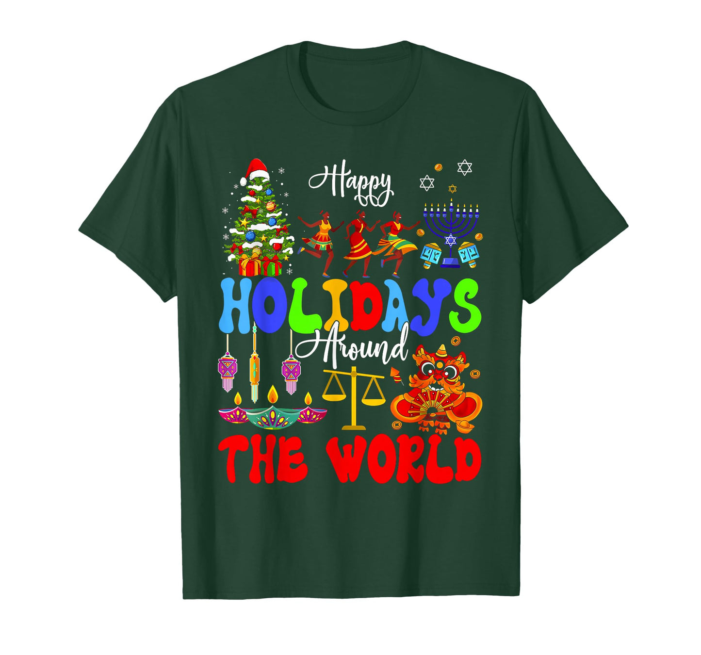 Happy Holidays Around World Matching Family Vacation Trip T-Shirt