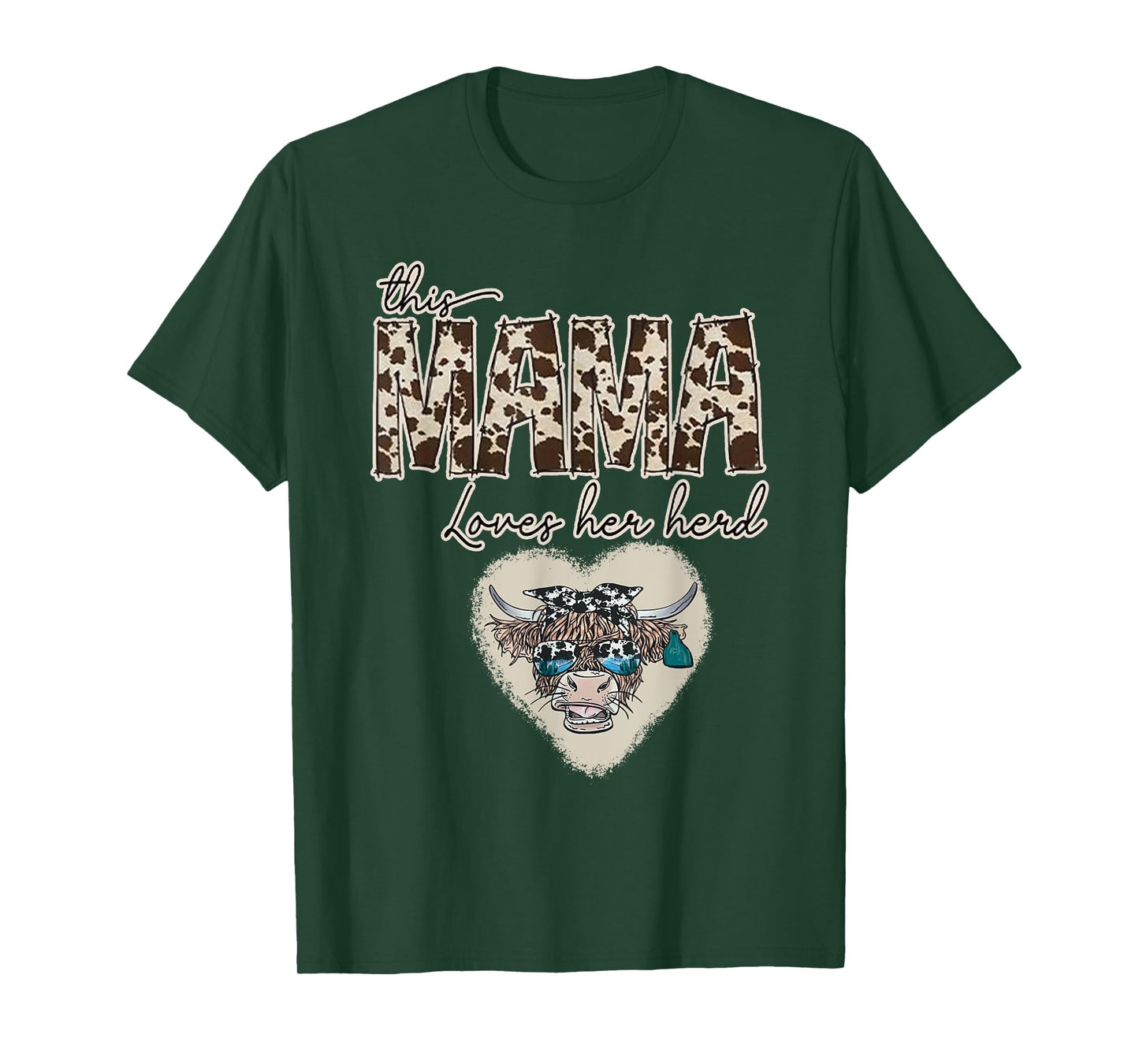 Cow Print Mama Shirt, Farmer, Mama Loves Her Herd Tee gifts T-Shirt