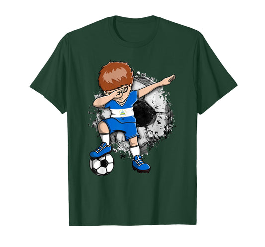Dabbing Soccer Boy Nicaragua Jersey Nicaragua Football Fans T-Shirt