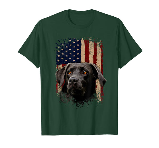 American Black Labrador USA Flag Lab Owner T-Shirt