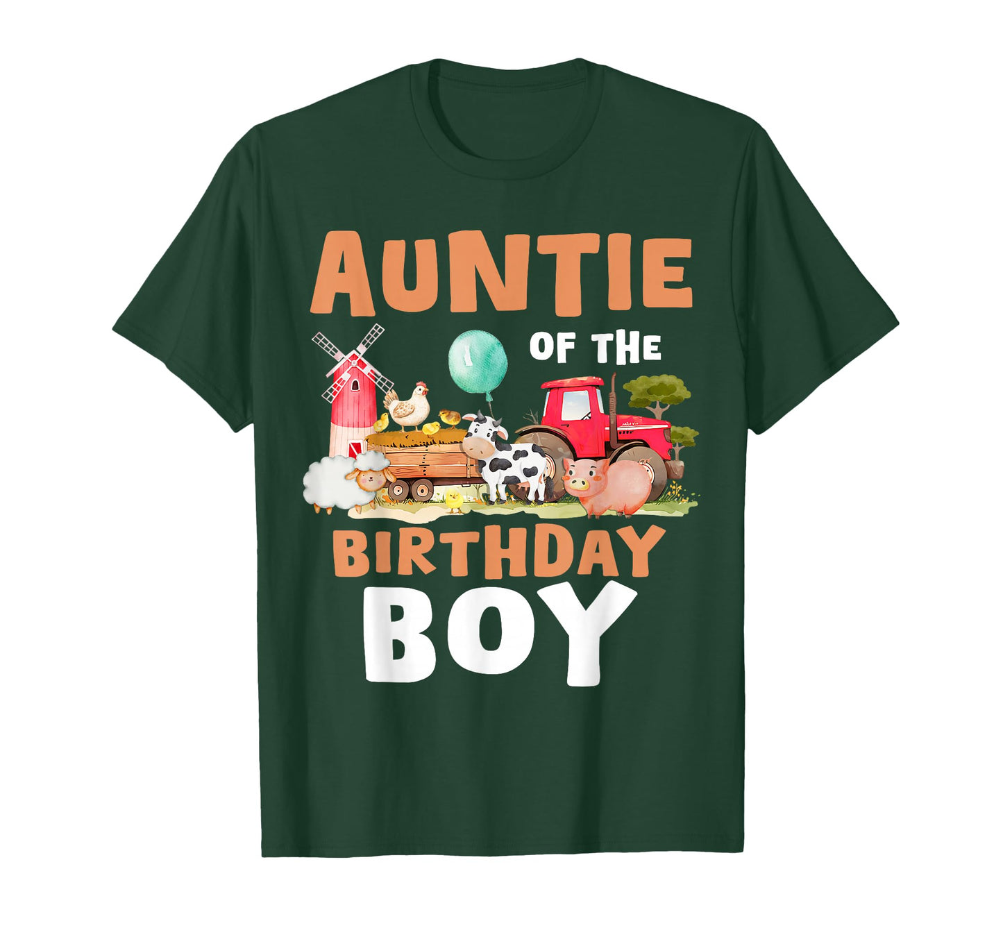 Auntie Of The Birthday Boy Farm Animals Matching Farm Theme T-Shirt