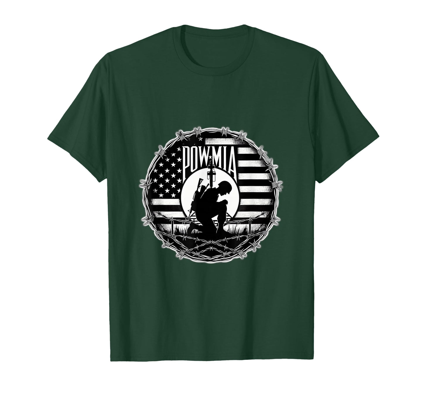 Obvious Logic POW MIA Unisex-Adults Black Cotton, Polyester Blend Short Sleeve Crew Neck T-Shirt