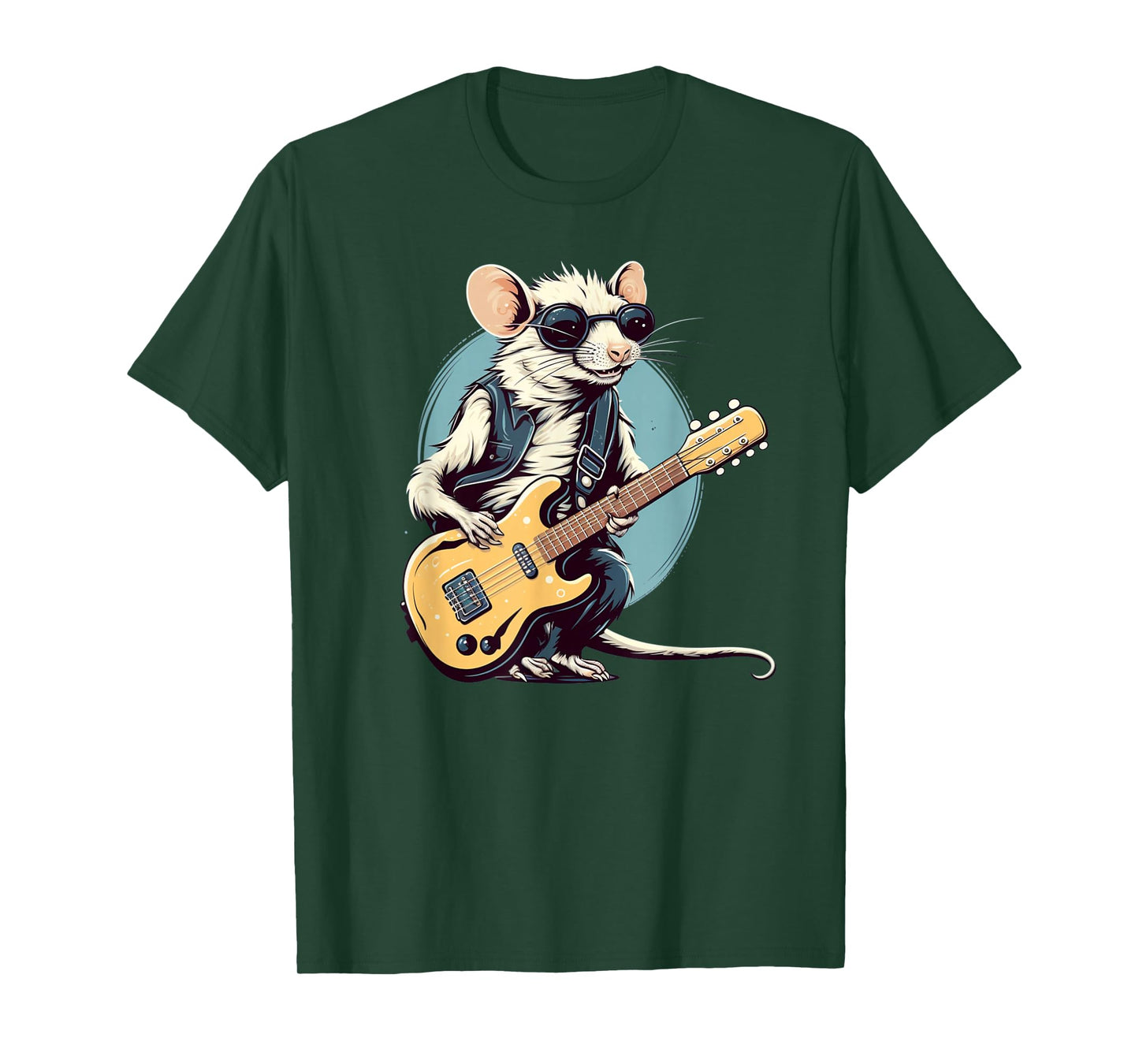 Funny Punk Rocker Rat with electric Guitar Costume T-Shirt