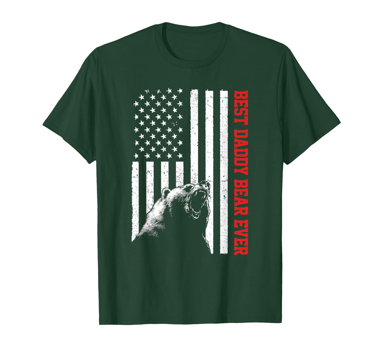 Best Daddy Bear Ever USA American Flag Father's Day T-Shirt for Women Kids Men