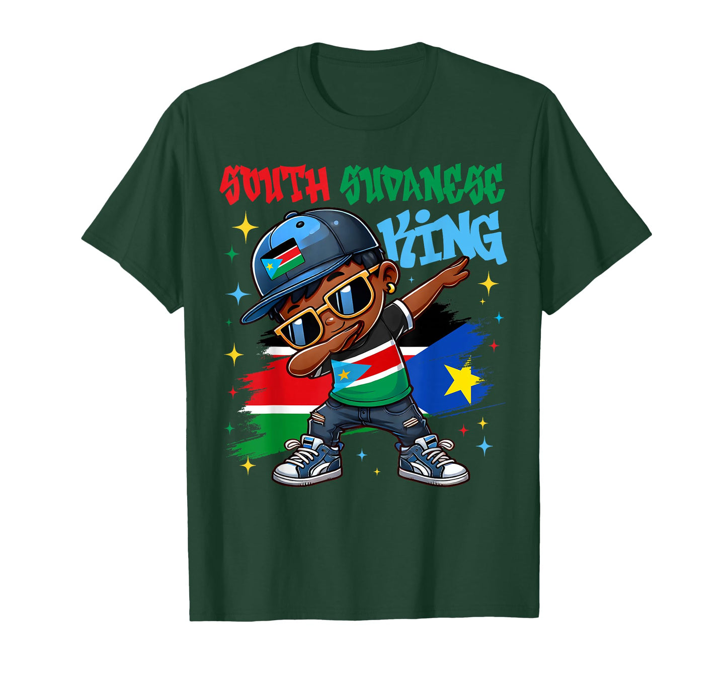 South Sudanese King Dabbing South Sudan Flag Pride for Kids T-Shirt