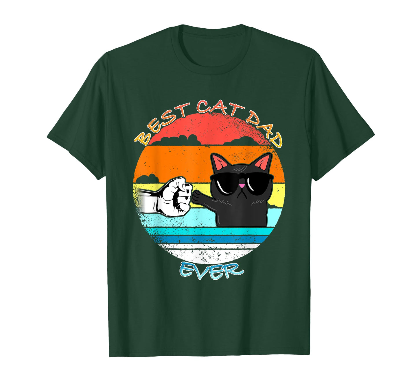 Mens Vintage Cat Best Cat Dad Retro Cat Meow T-Shirt