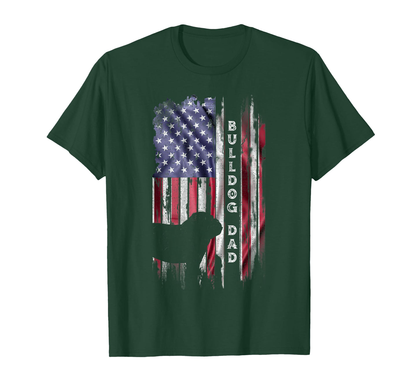 Vintage USA Flag Proud English Bulldog Dad Silhouette T-Shirt for Women Kids Men