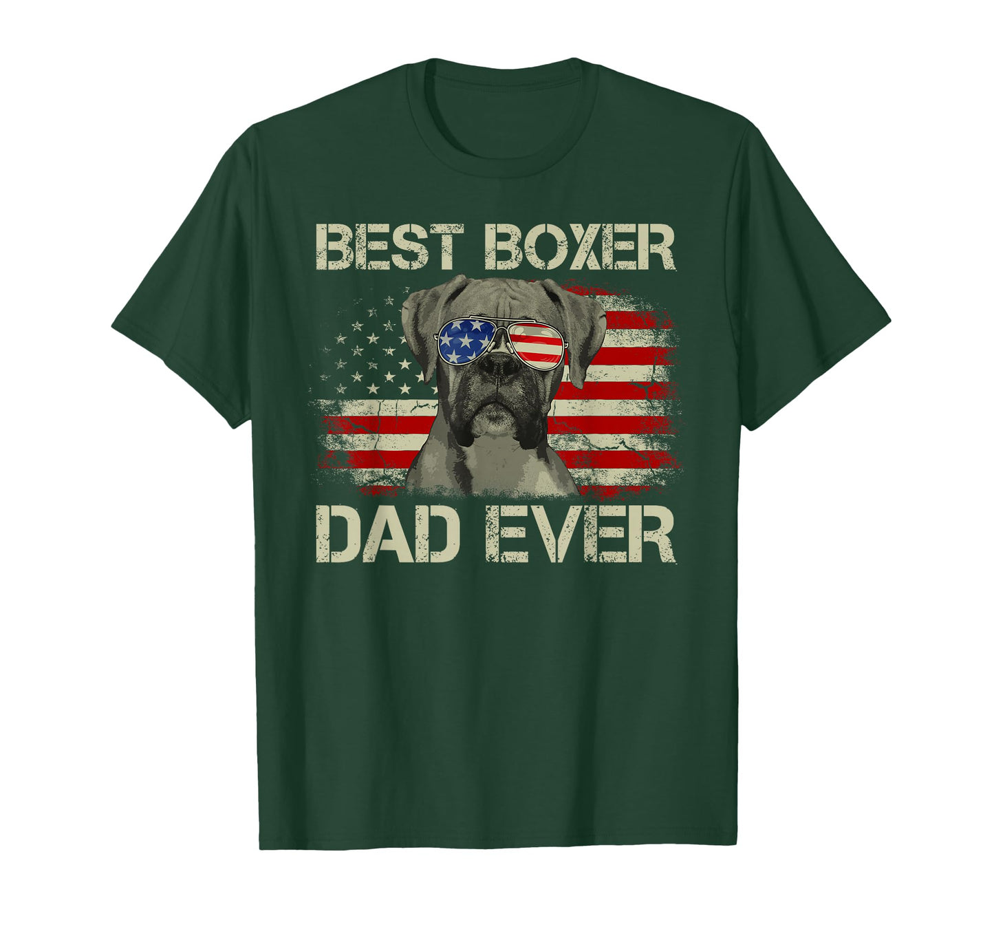 Best Boxer Dad Ever Tshirt Dog Lover American Flag Gift T-Shirt