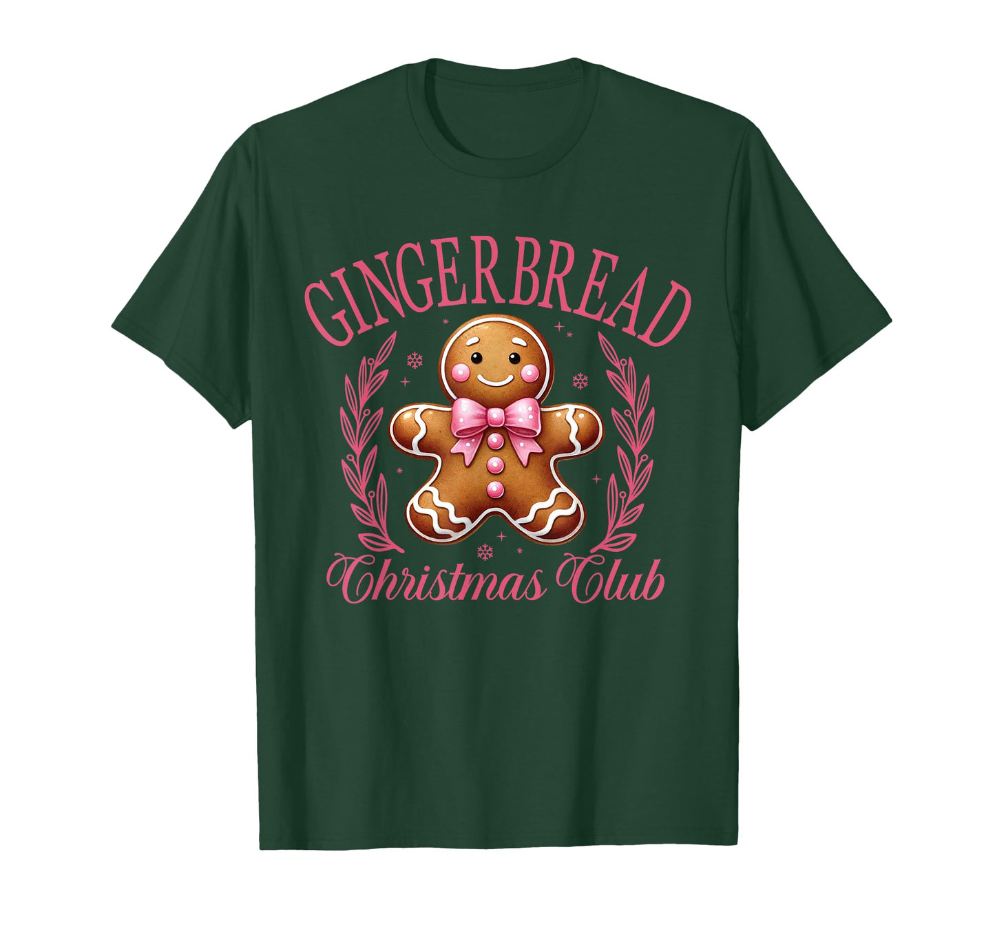 Coquette Bow Pink Gingerbread Christmas Girl Women Xmas T-Shirt