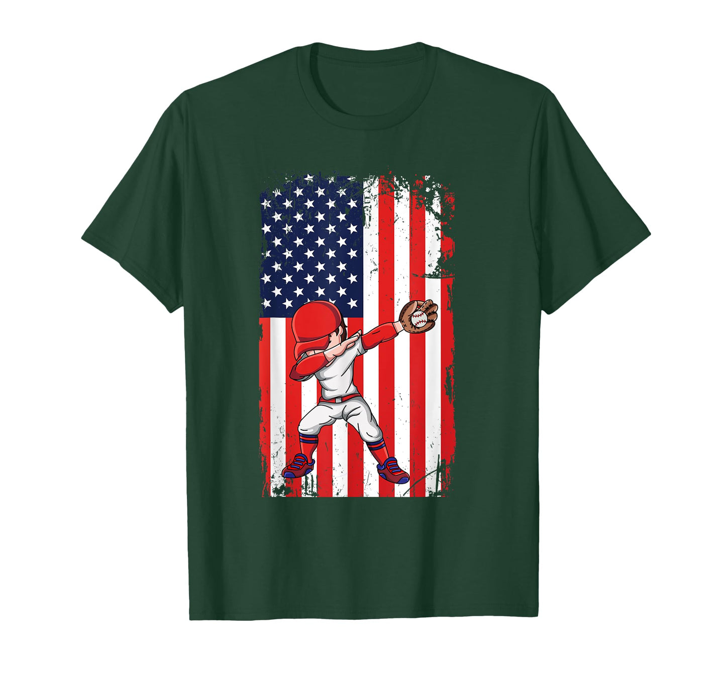 Baseballer Sports Athlete US Flag Dabbing Baseball Player T-Shirt