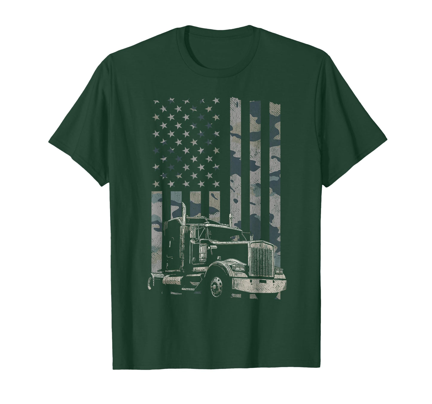 Trucker American Flag Cargo Truck T-Shirt