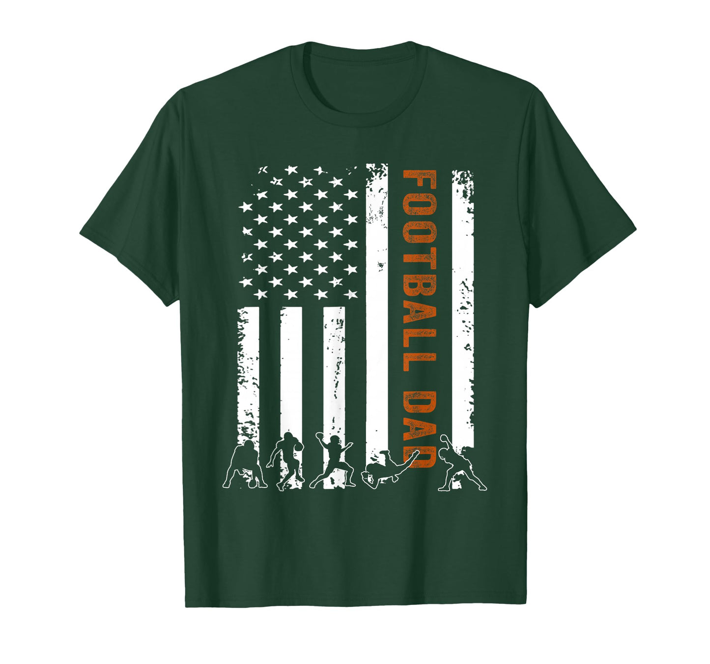Football Dad Flag USA Gift Football Dad T-Shirt