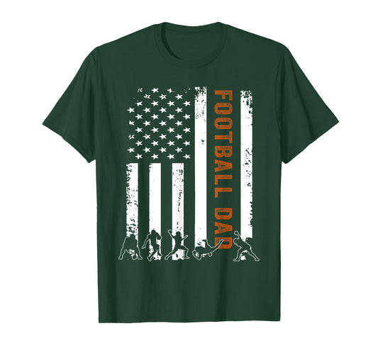 Football Dad Flag USA Gift Football Dad T-Shirt