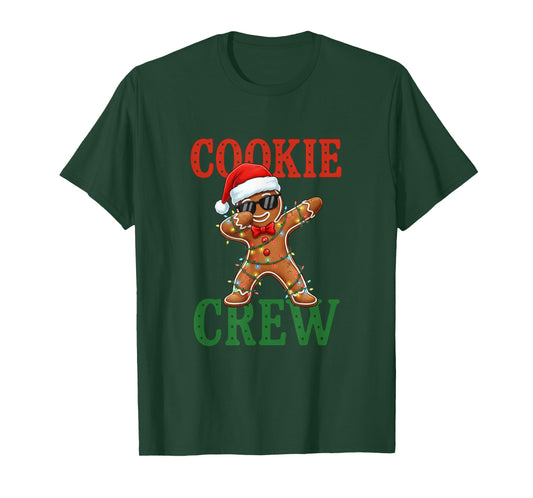 Cookie Crew Dabbing Gingerbread Man Santa Hat Christmas T-Shirt