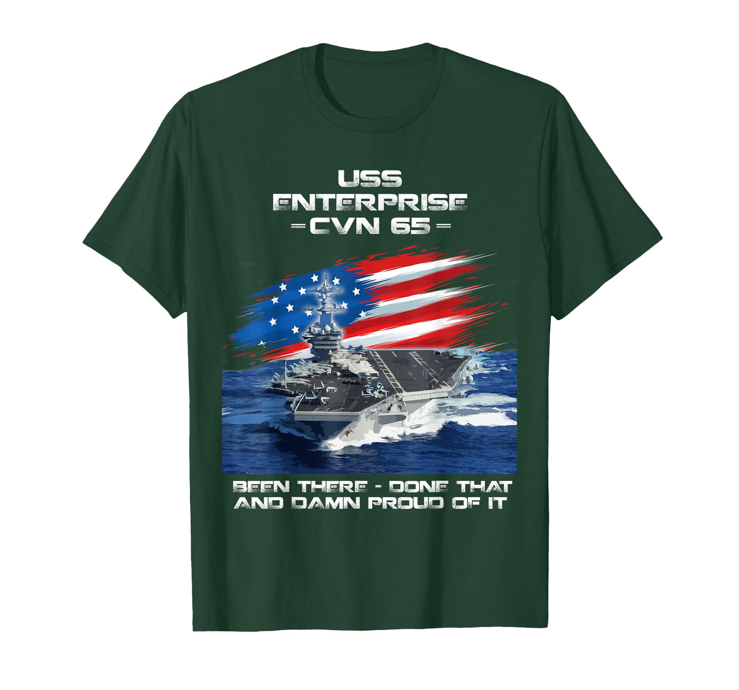 USS Enterprise CVN 65 Aircraft Carrier Veteran USA Flag Xmas T-Shirt