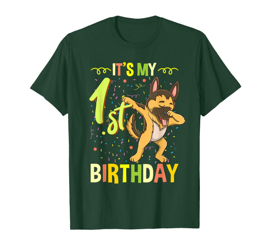 Its My 1st Birthday Dabbing German Shepherd T-Shirt