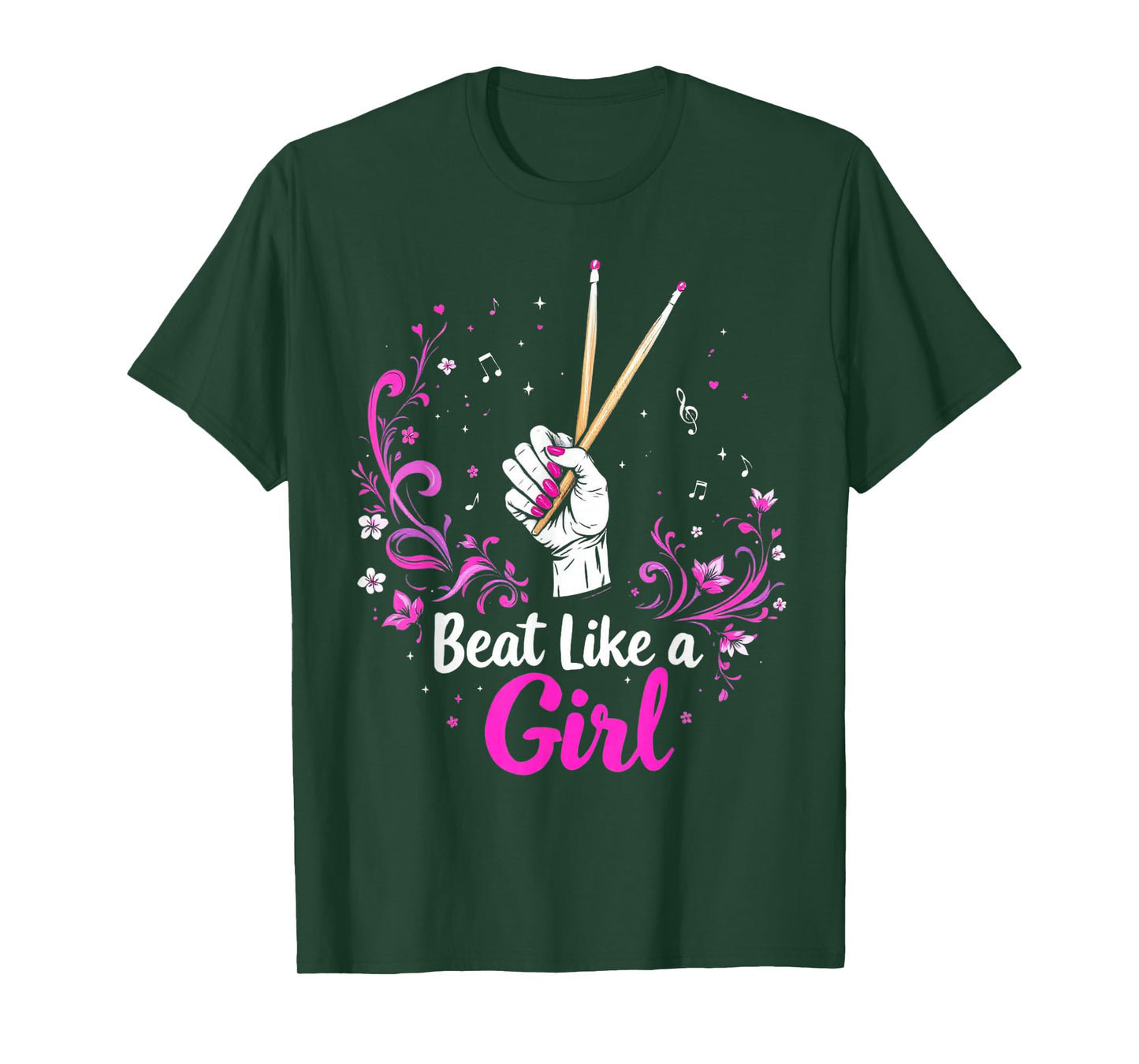 Funny Drummer Art For Girls Women Drumming Drum Set Girl T-Shirt