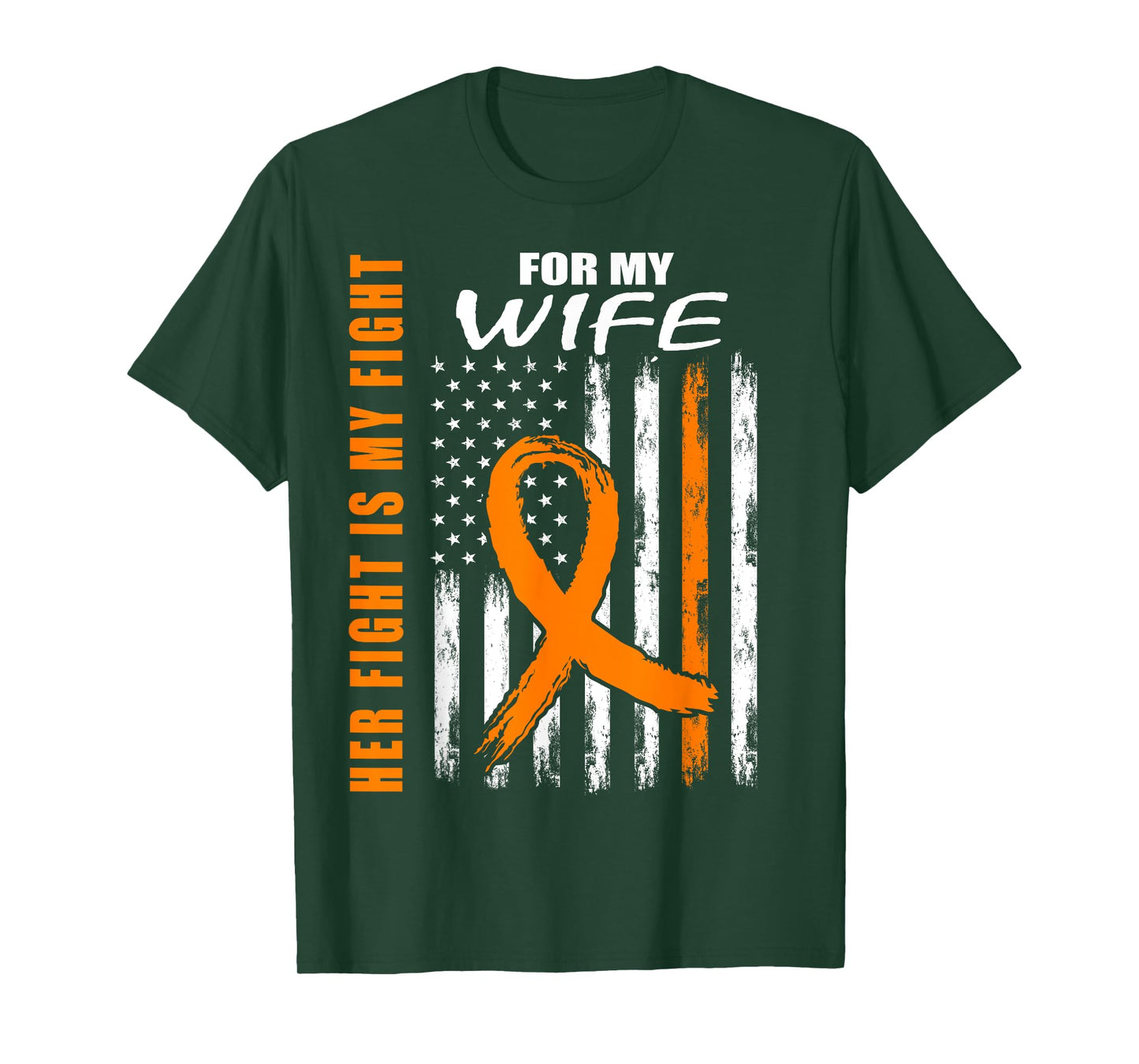 Her Fight Is My Fight Wife Kidney Cancer Awareness USA Flag T-Shirt