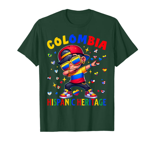 Hispanic Heritage Month Colombia Flag Colombian Boy Kids T-Shirt