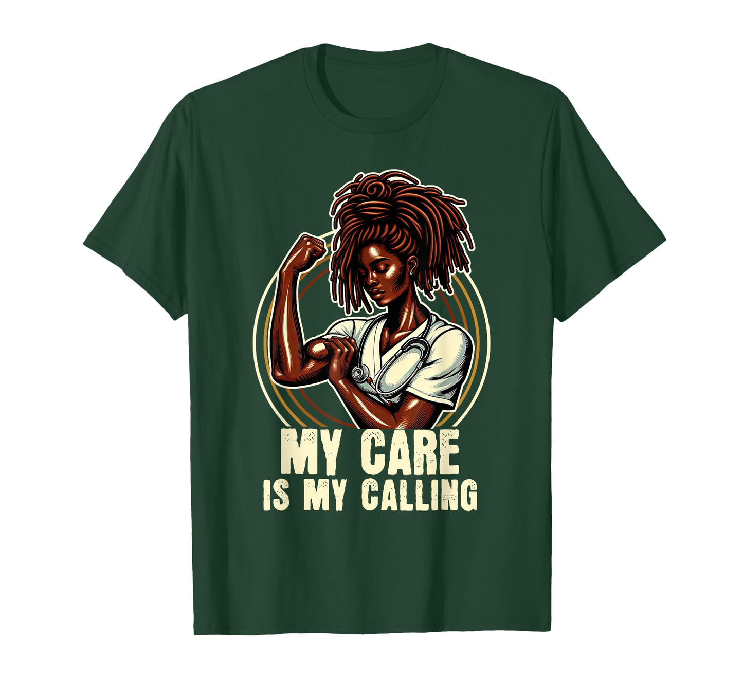 African American Locs Nurse Black Melanated Nursing T-Shirt