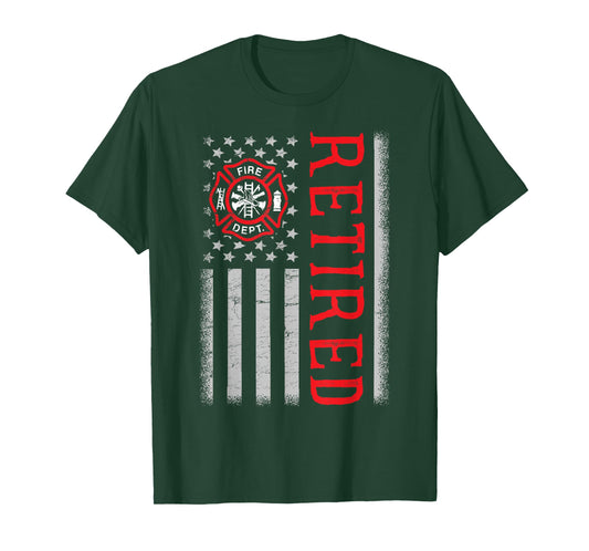 Thin Red Line Firefighter American Flag Retired T-Shirt